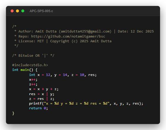 Bitwise OR '|'